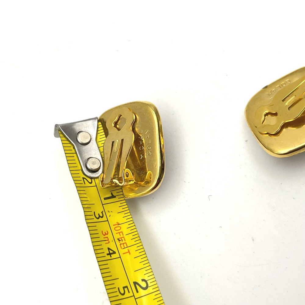 Michal Golan Byzantine Purple Cabochon Gold Tone Square Clip On Earrings - Picture 5 of 6
